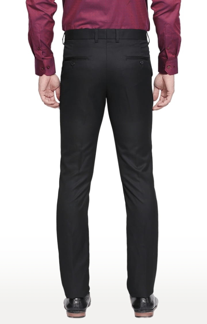 SOLEMIO | Men's Black Polycotton Solid Formal Trousers 4