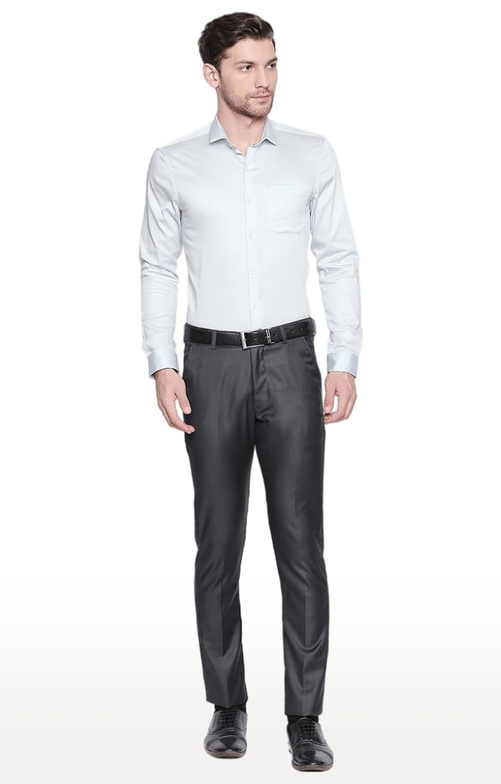 SOLEMIO | Men's Black Polycotton Solid Formal Trousers 1