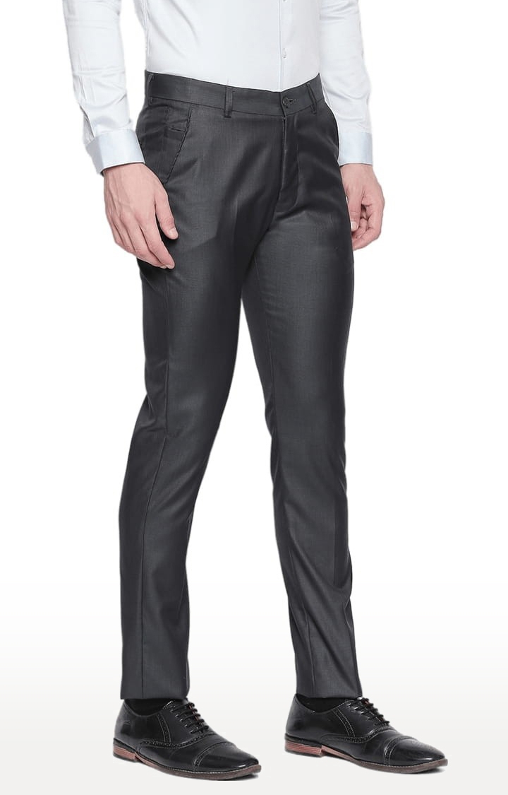 SOLEMIO | Men's Black Polycotton Solid Formal Trousers 3