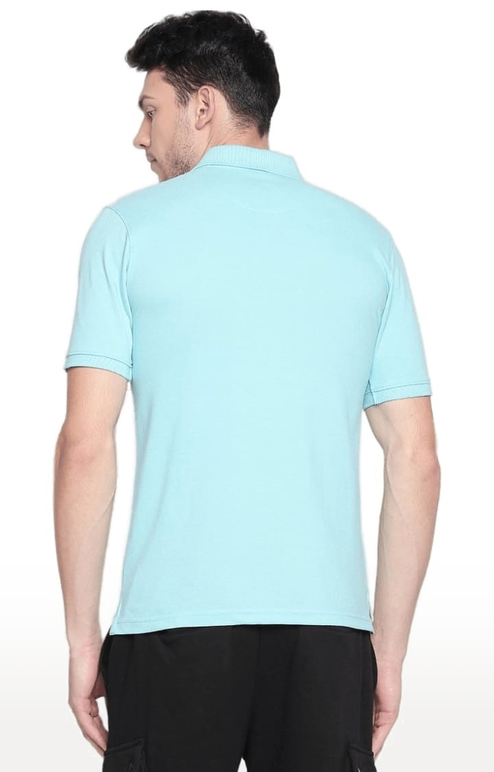 FITZ | Men's Turquoise Cotton Solid Polo 3