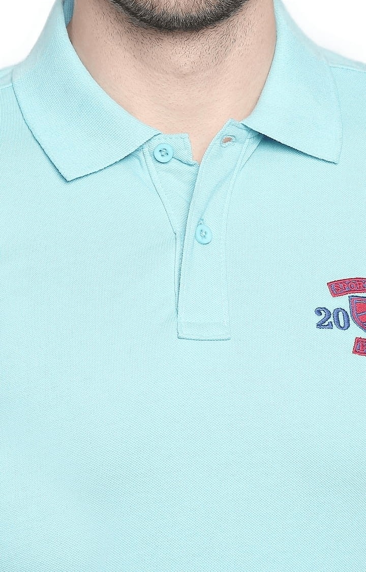 FITZ | Men's Turquoise Cotton Solid Polo 4