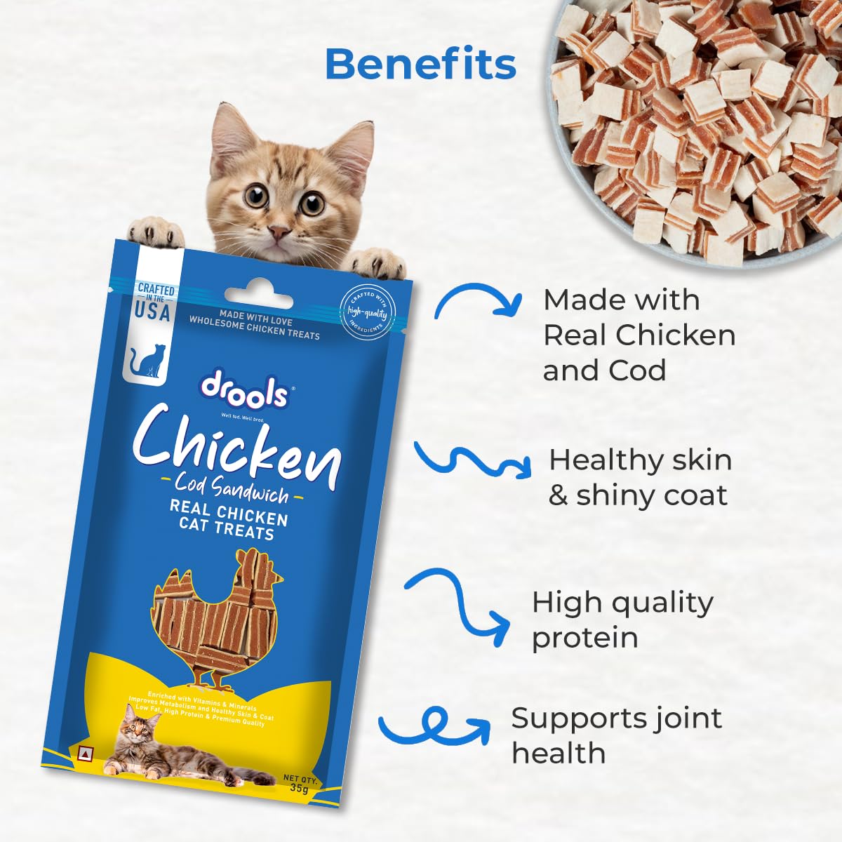 Drools Chicken Cod Sandwich Cat Treats, 35g