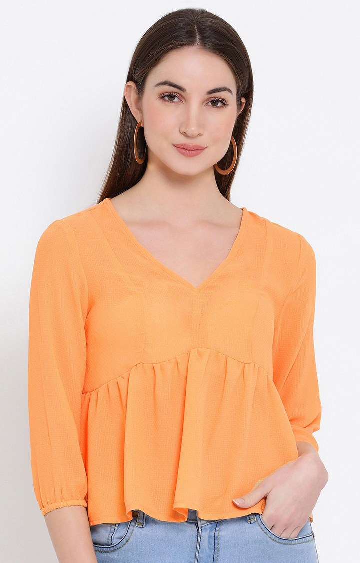 Rust Splash Peplum Women’S Top