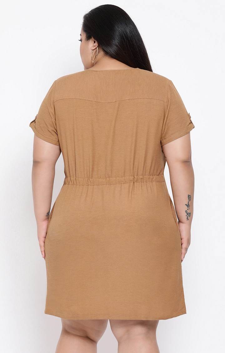 Camel Balenci Plus Size Shirt Dress