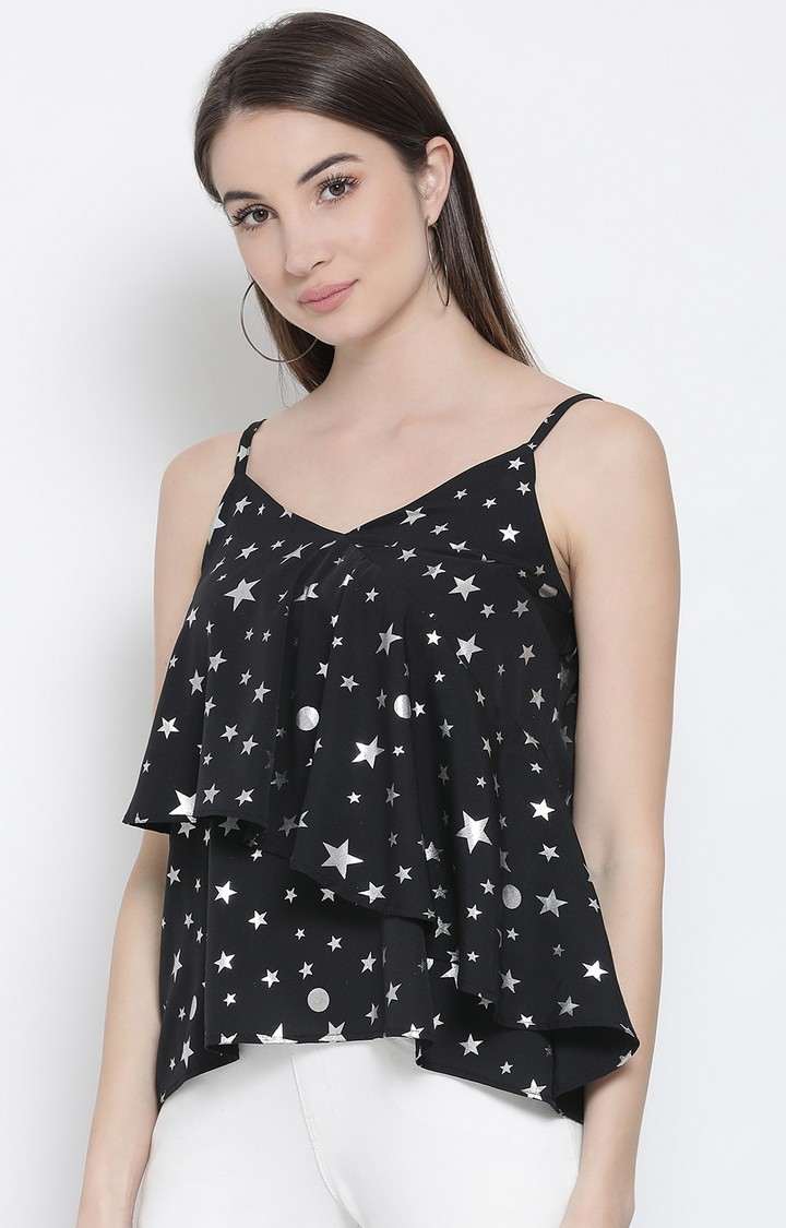 Astro Blaze Ruffle Overlay Women’S Top