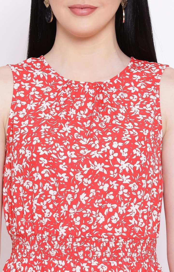 Flowery Memento Shirred Regular Dress