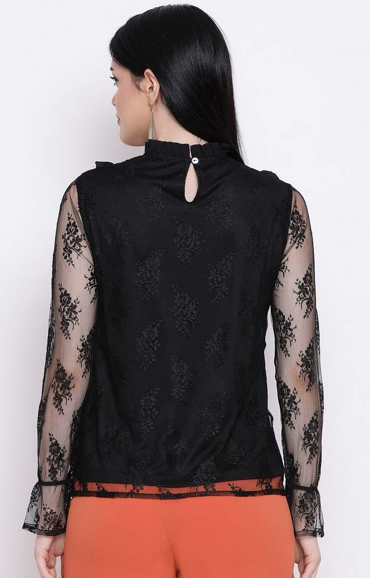 Black Class Frill Women Top