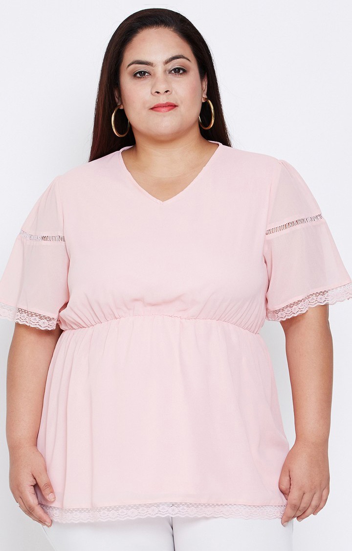 Chantelle Pink Lace Empire Plus Top