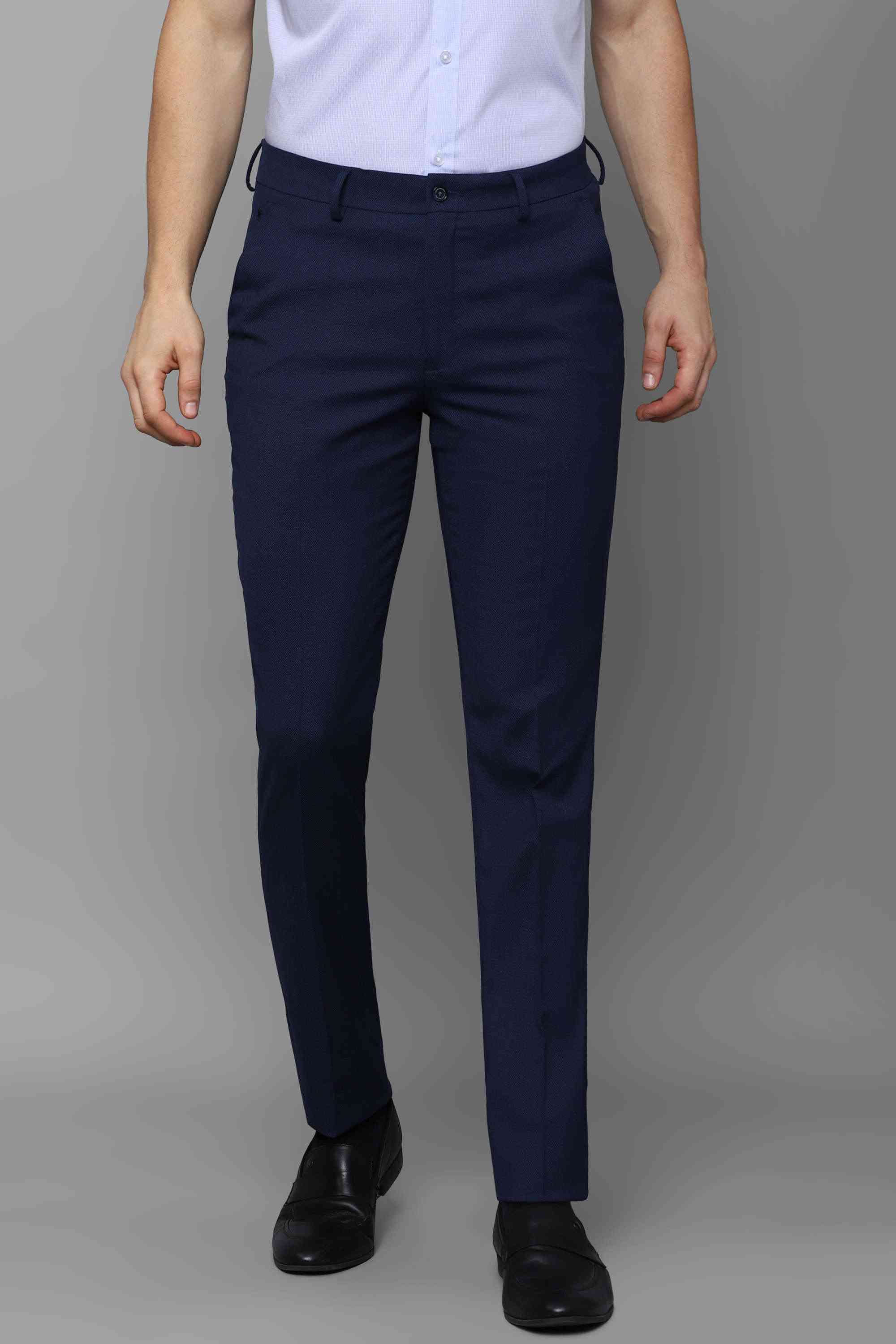 Textured Polyester Slim Fit Men's Formal Trousers