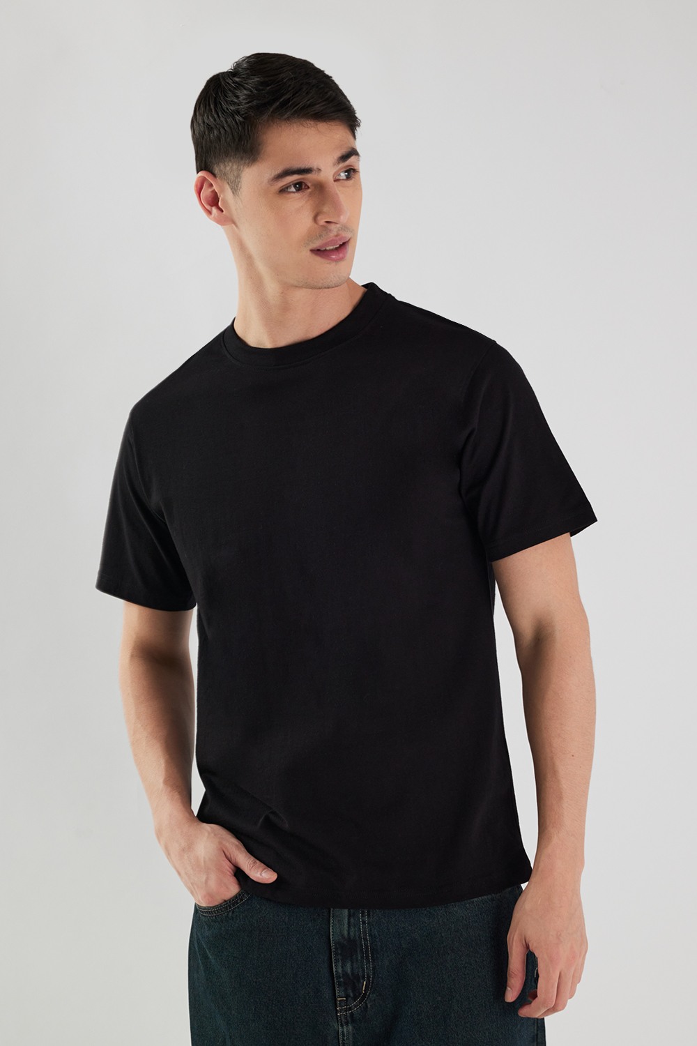 Solid Cotton Round Neck Men's T-Shirt