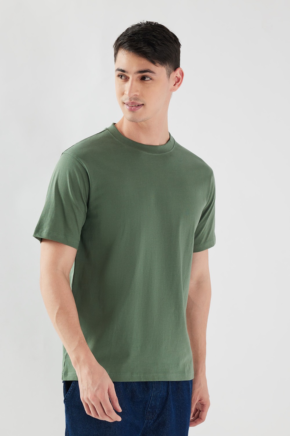 Solid Cotton Round Neck Men's T-Shirt