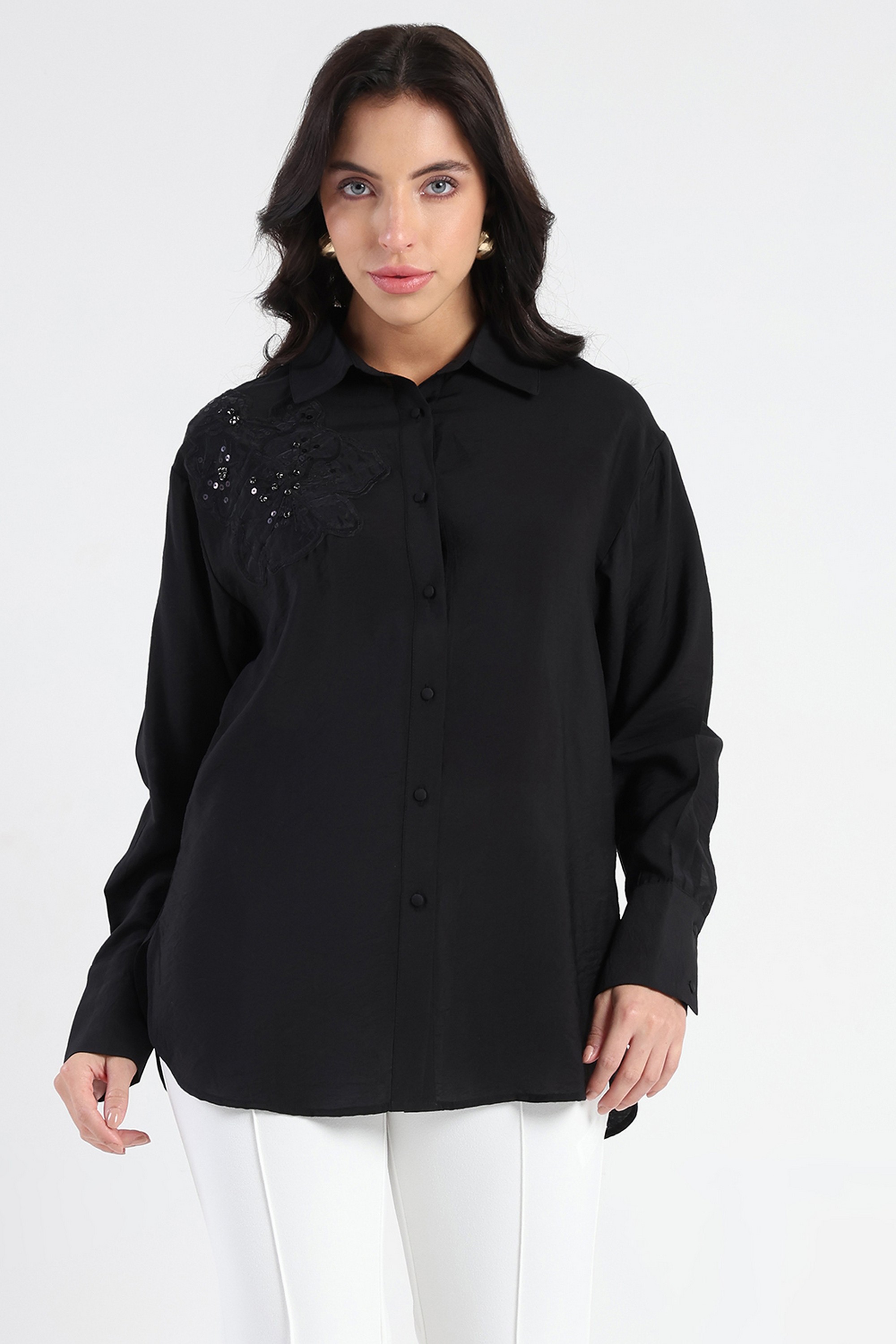 Madame Embroidered Rayon Regular Fit Women's Shirt