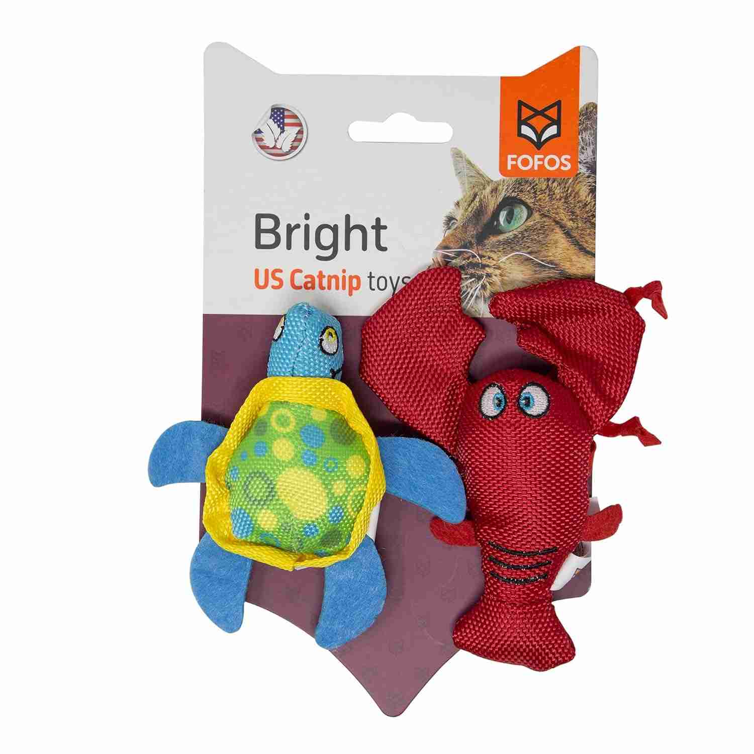 Barkbutler Fofos Summer Turtle With Lobster Interactive Toy for Cats, 13.5 CM