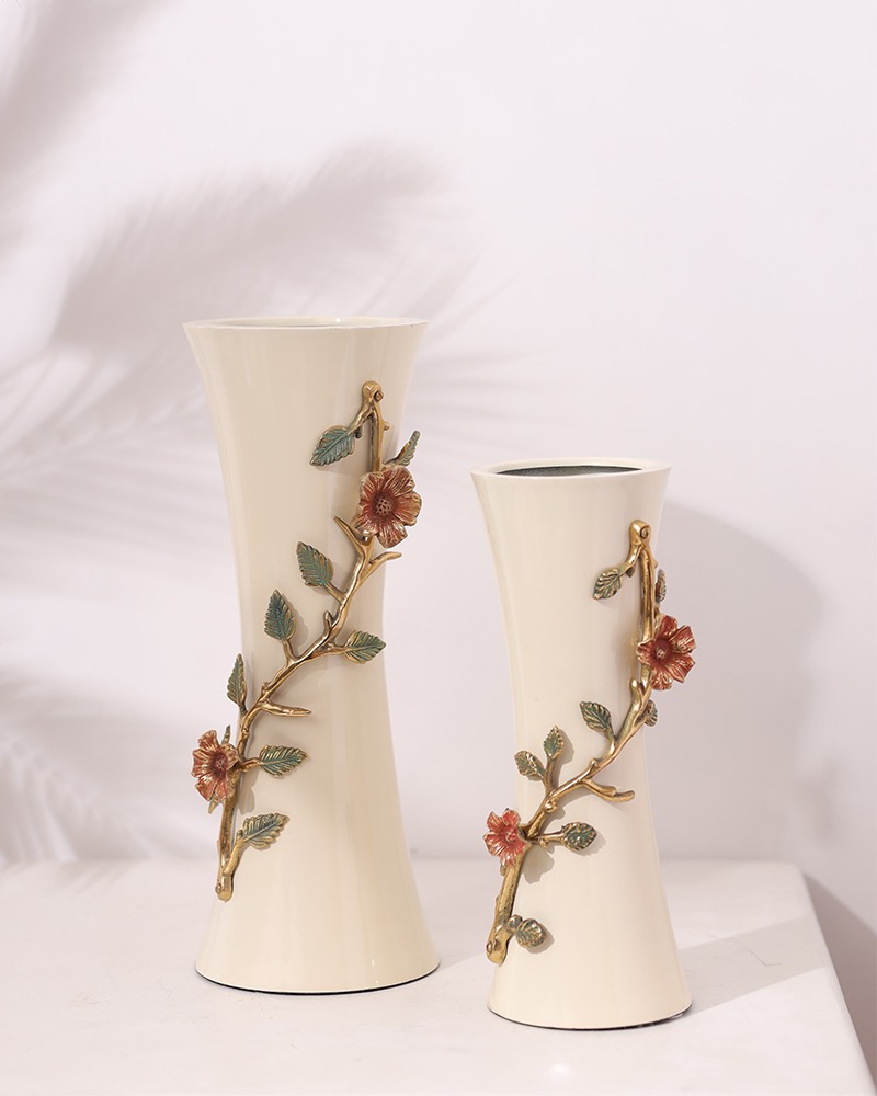 Order Happiness White Vase Multicolor Floral Design For Home Decor