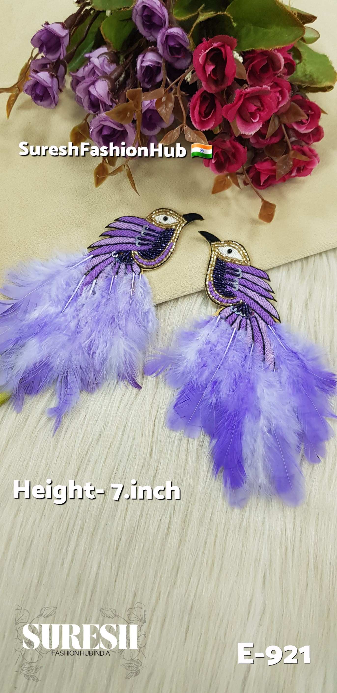 E-921 Purple Left Side Bird Feather Patch