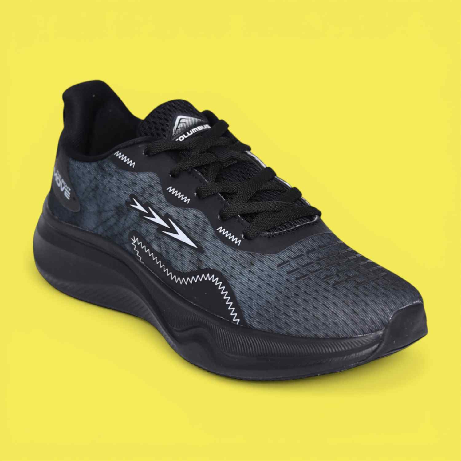 Men’s Black White Lace-Up Running Shoes
