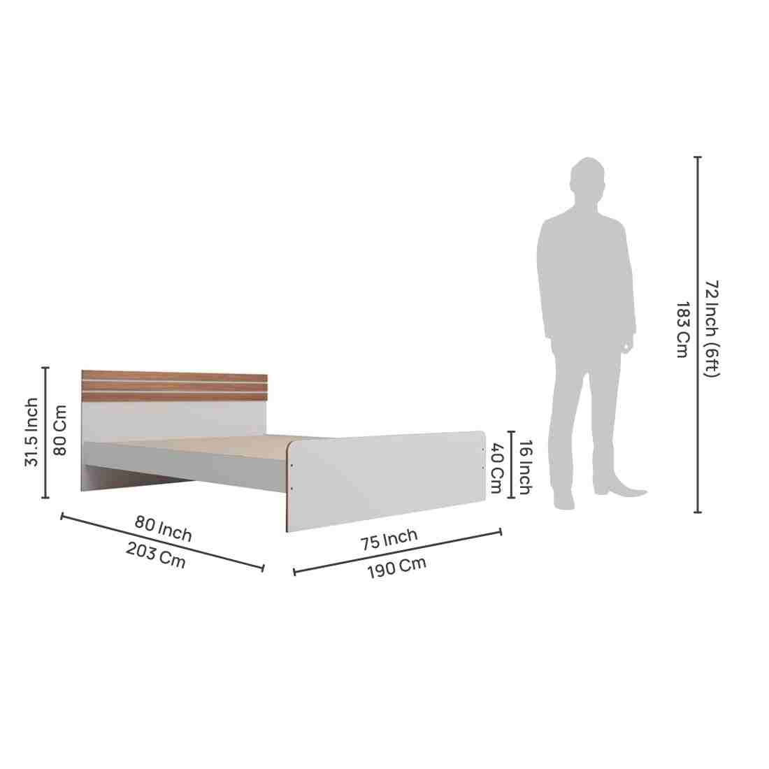 neudot Valancia King Size Bed Without Storage - Frosty White