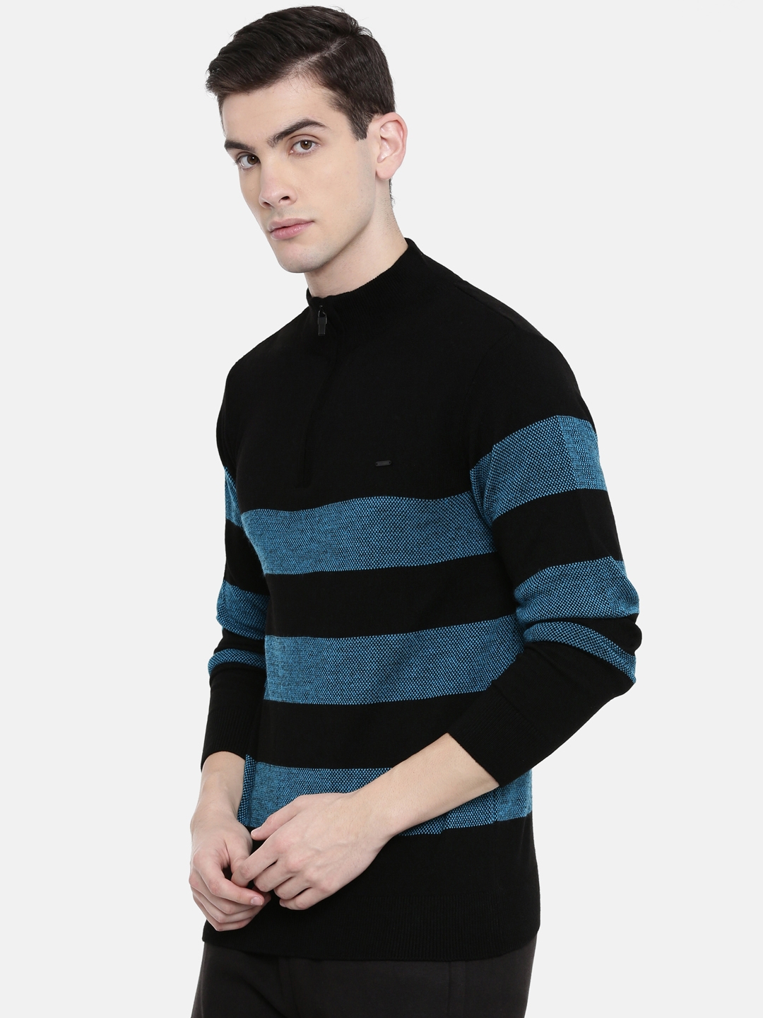 Men's Black Cotton Melange Sweaters