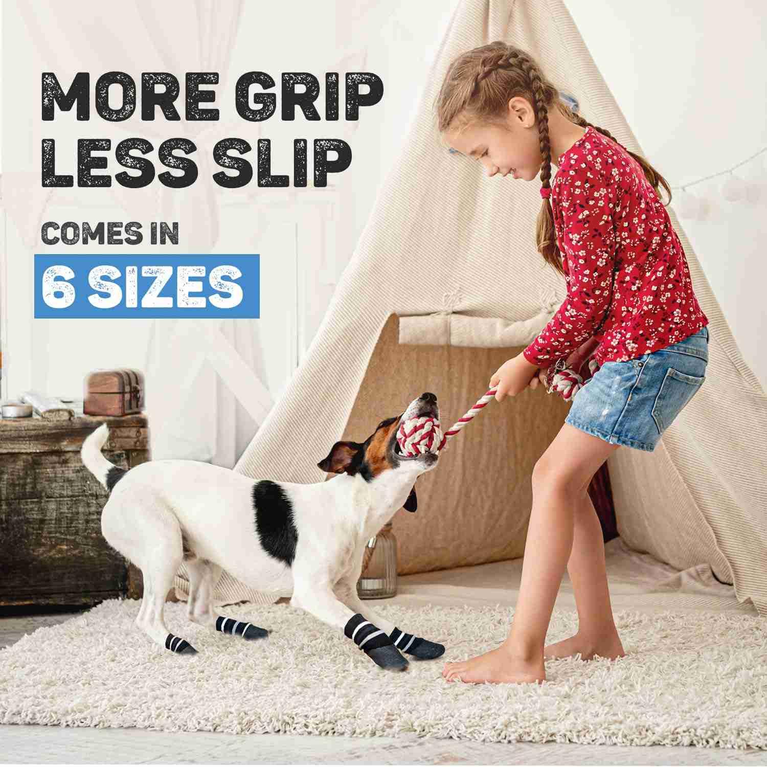 Trixie Dog Socks Non Slip with All Round Rubber Coating, (2 PCS, Black)