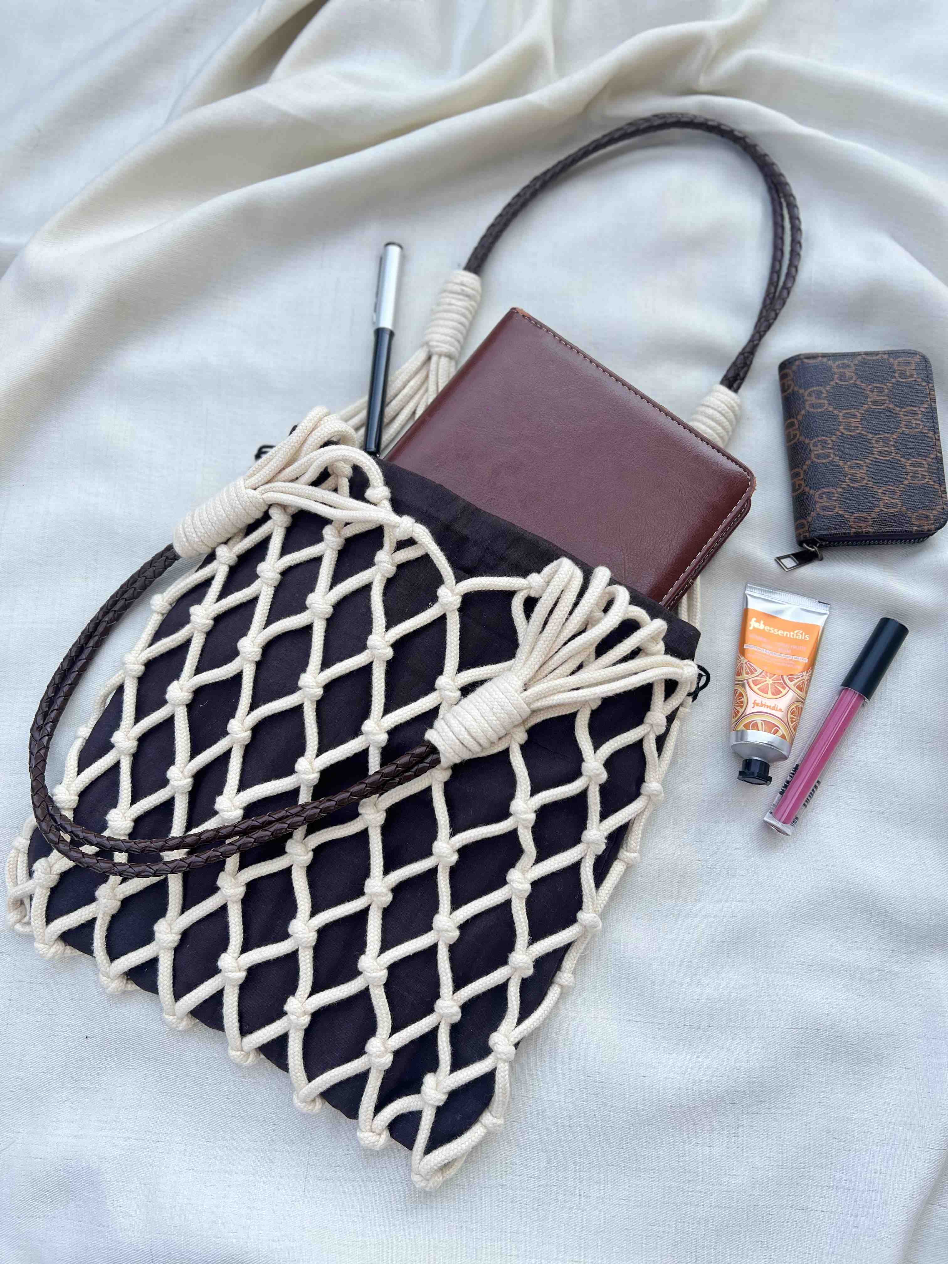"PRADA" inspired Macrame Tote Bag
