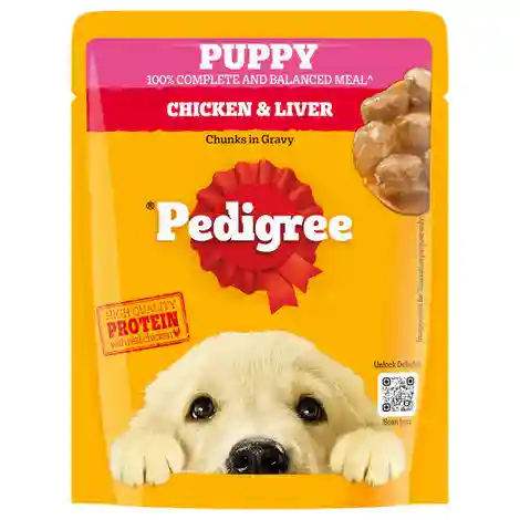 Pedigree Puppy Chicken & Liver Chunks In Gravy Wet Dog Food 490g