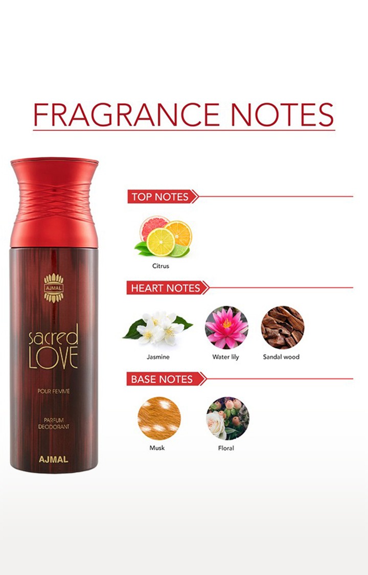 Ajmal Sacred Love EDP Musky Perfume 50ml for Women and Sacred Love Deodorant Musky Fragrance 200ml for WoMen