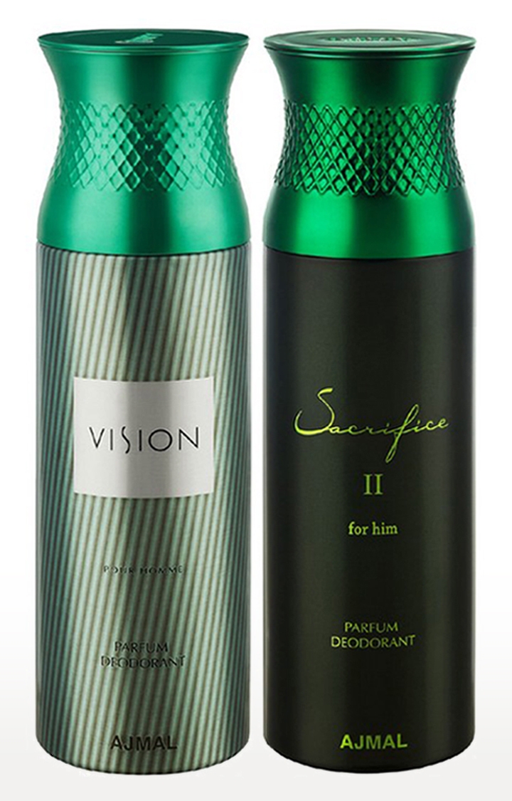 Ajmal | Ajmal Sacrifice II Him & Vision Deodorants Gift For Men (200 ml, Pack of 2)  0