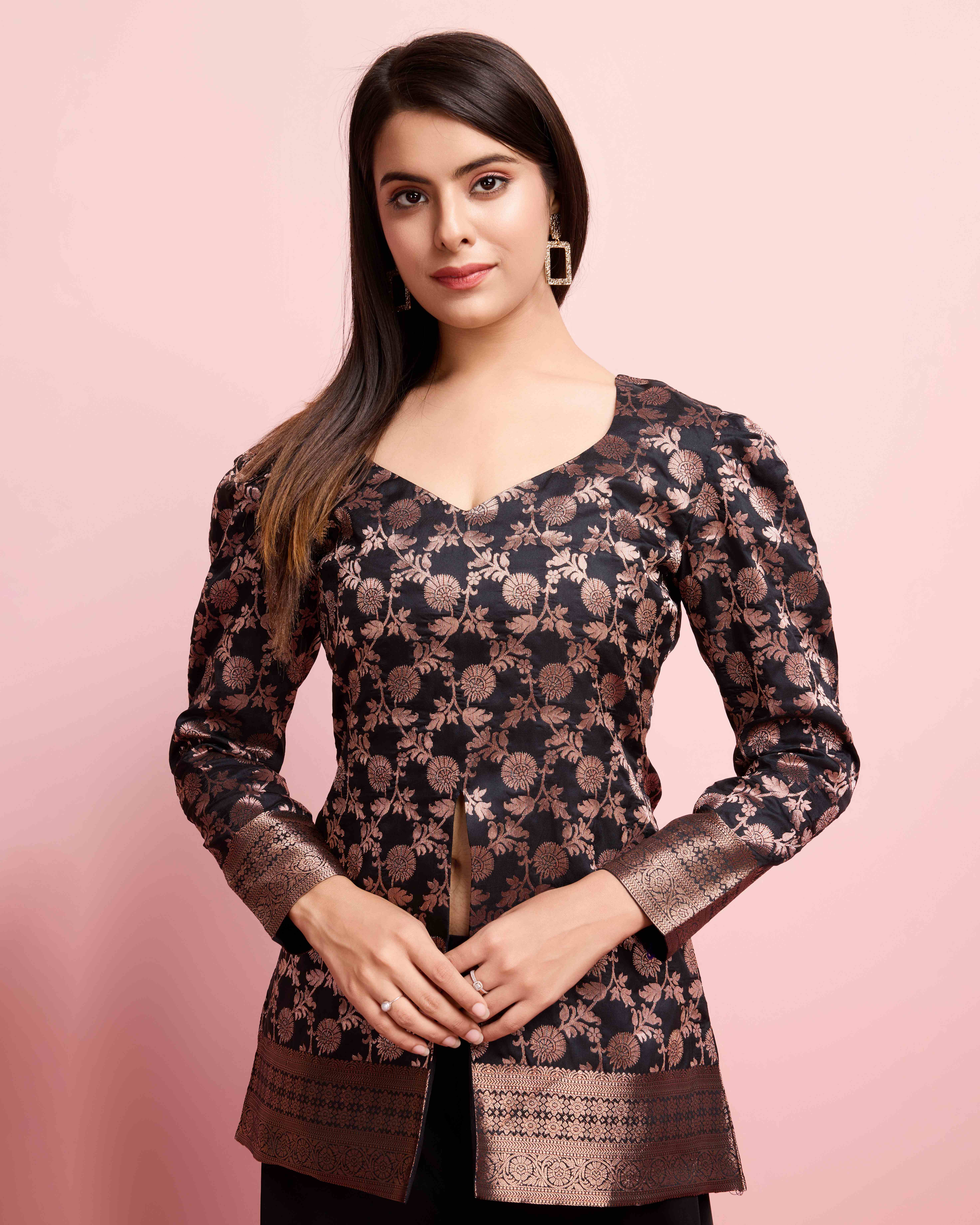 Tasarika women banarasi silk kurta with georgette palazzo
