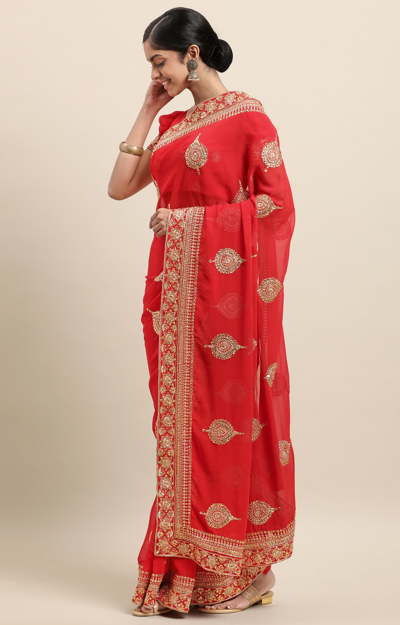 Janasya | Red Embellished Sarees 1