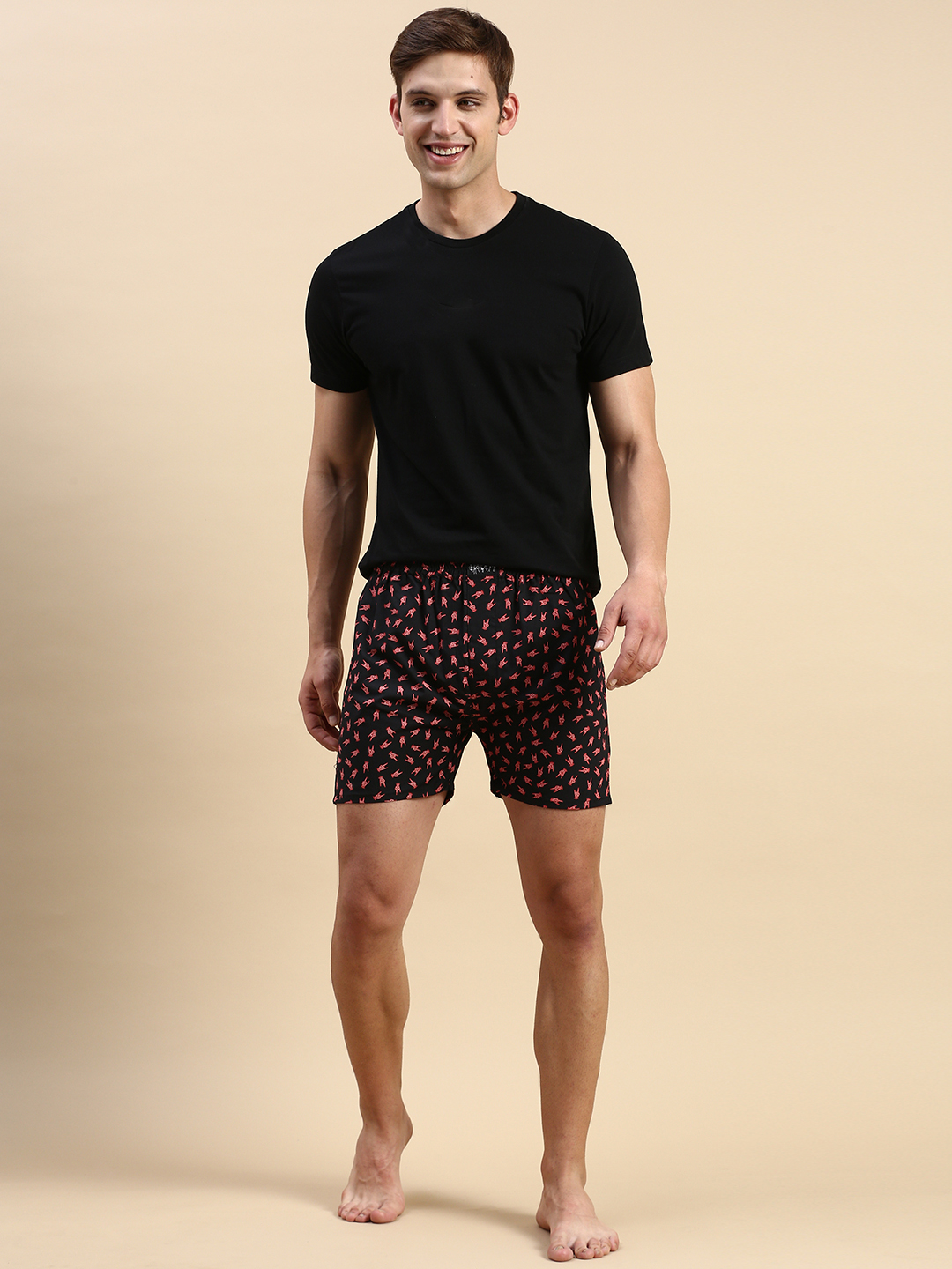 SHOWOFF Men's Printed Black Slim fit Boxer