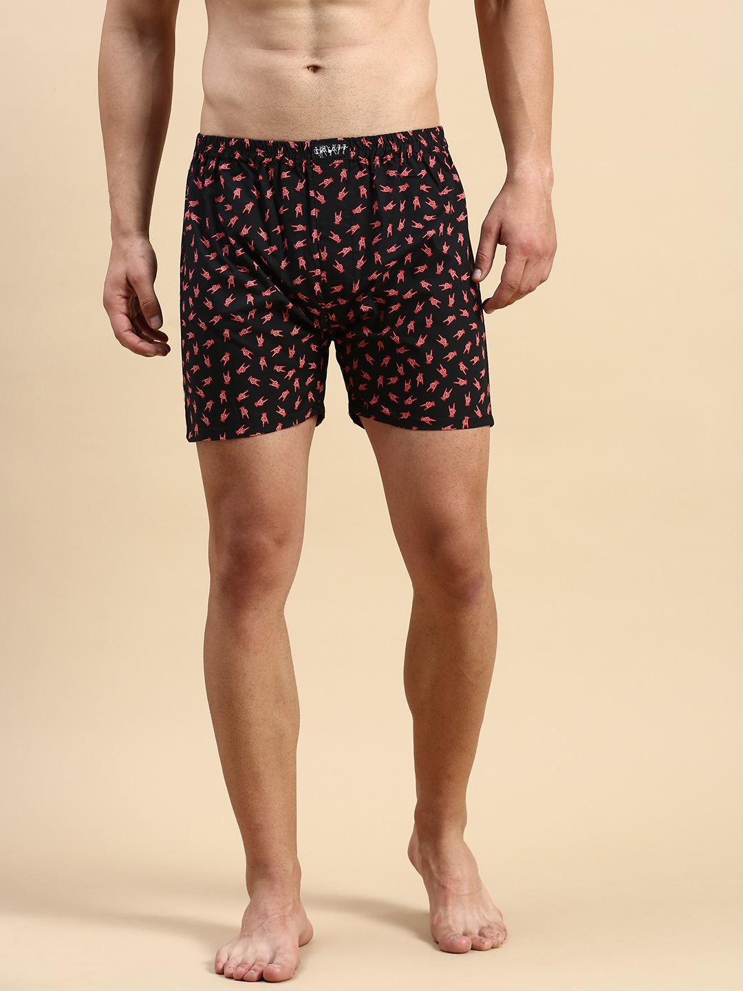 SHOWOFF Men's Printed Black Slim fit Boxer
