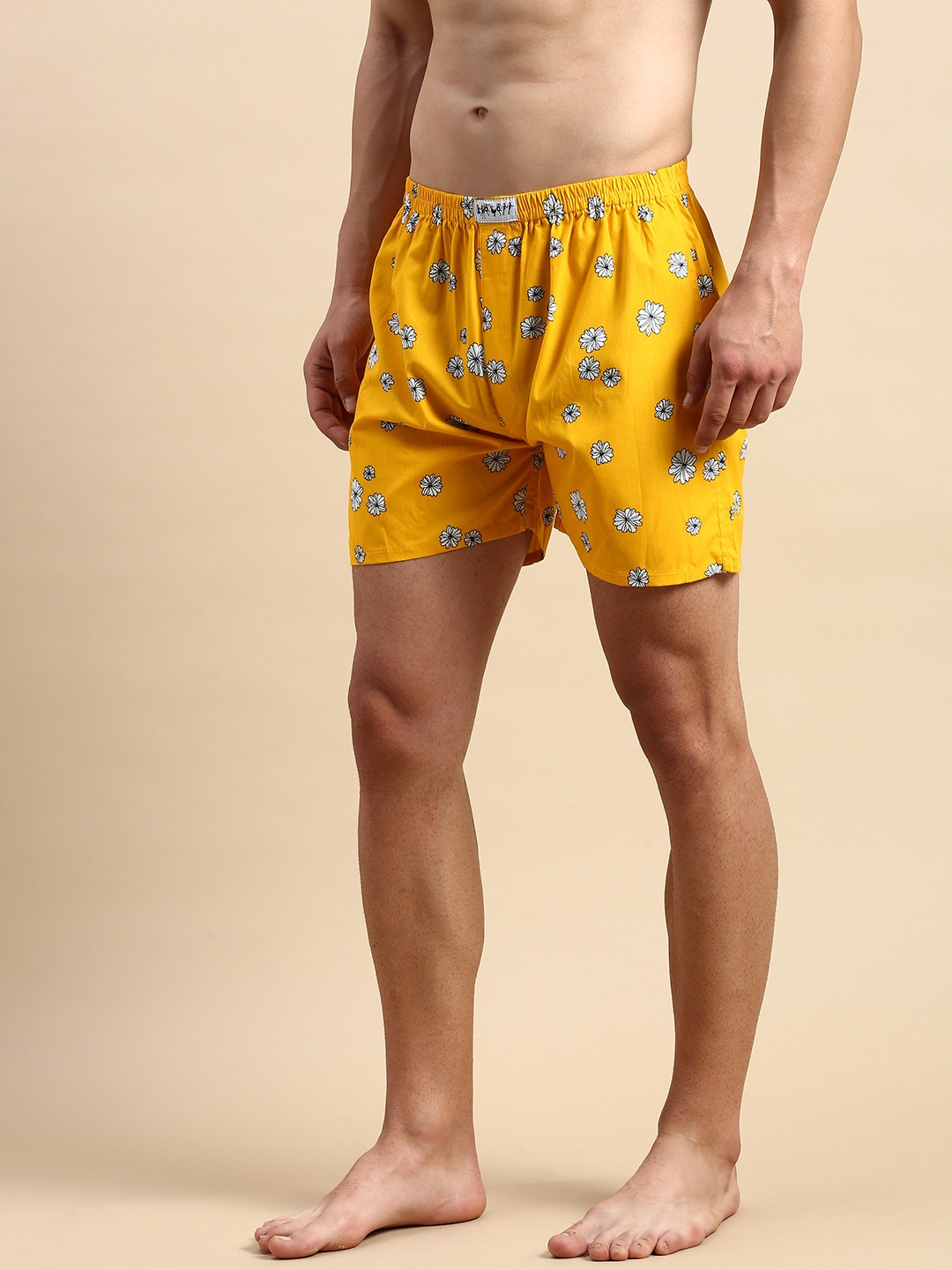SHOWOFF Men's Printed Yellow Slim fit Boxer