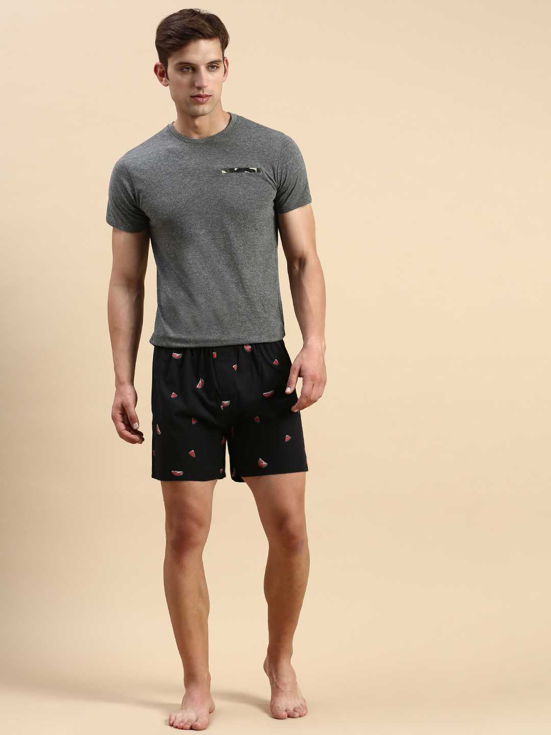 SHOWOFF Men's Printed Black Slim fit Boxer