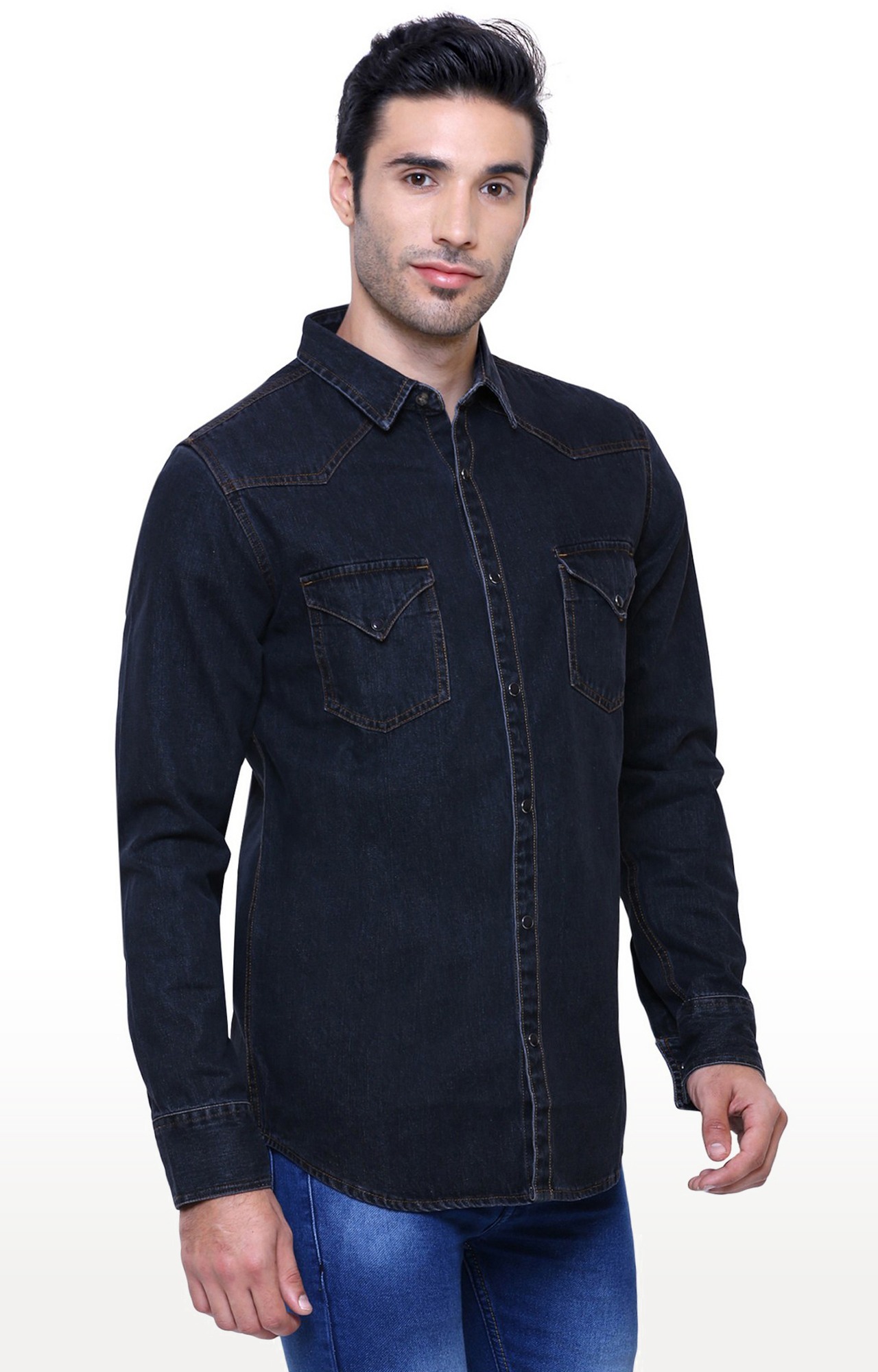 Southbay Men's Carbon Black Casual Denim Shirt