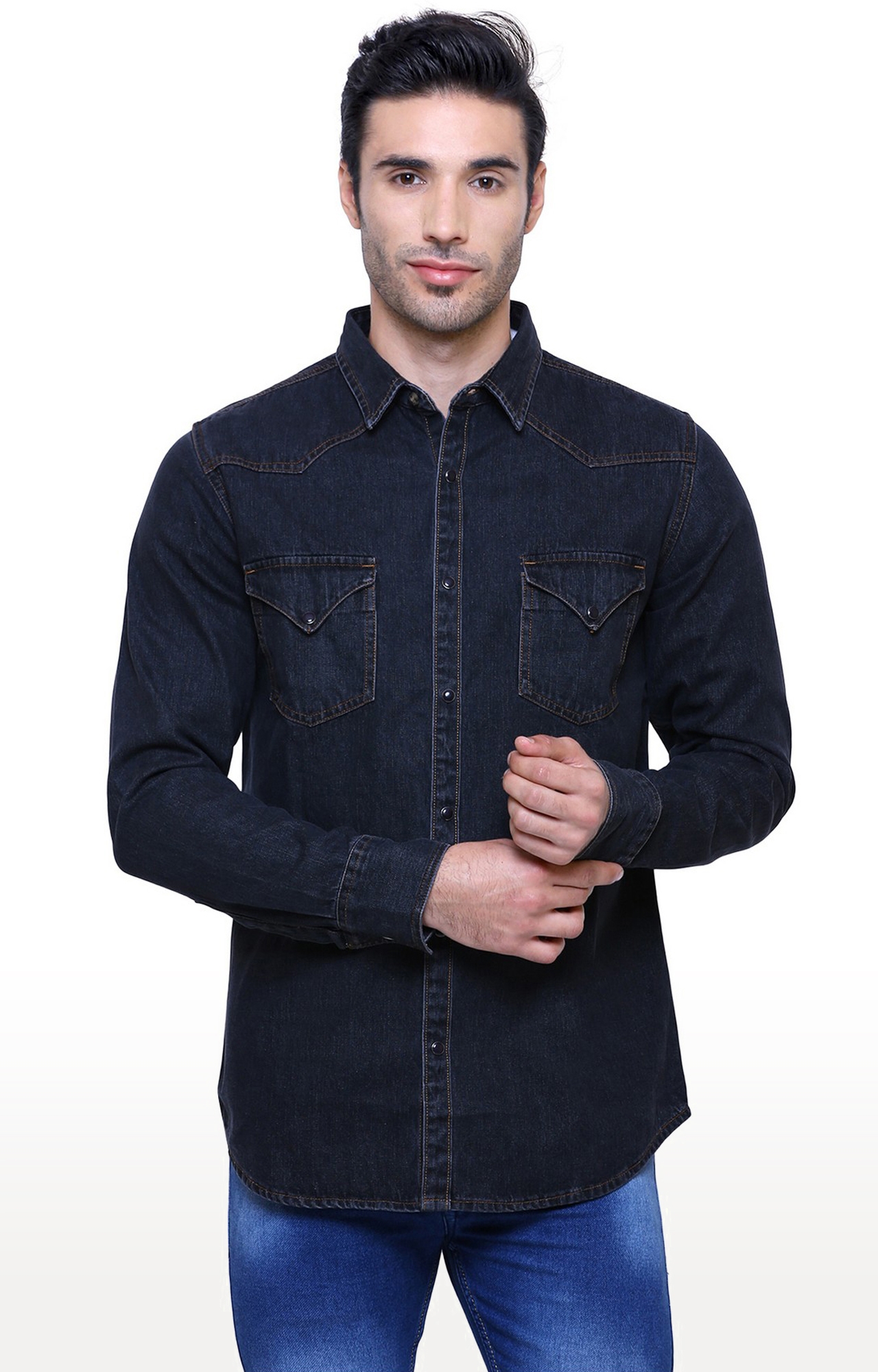 Southbay Men's Carbon Black Casual Denim Shirt