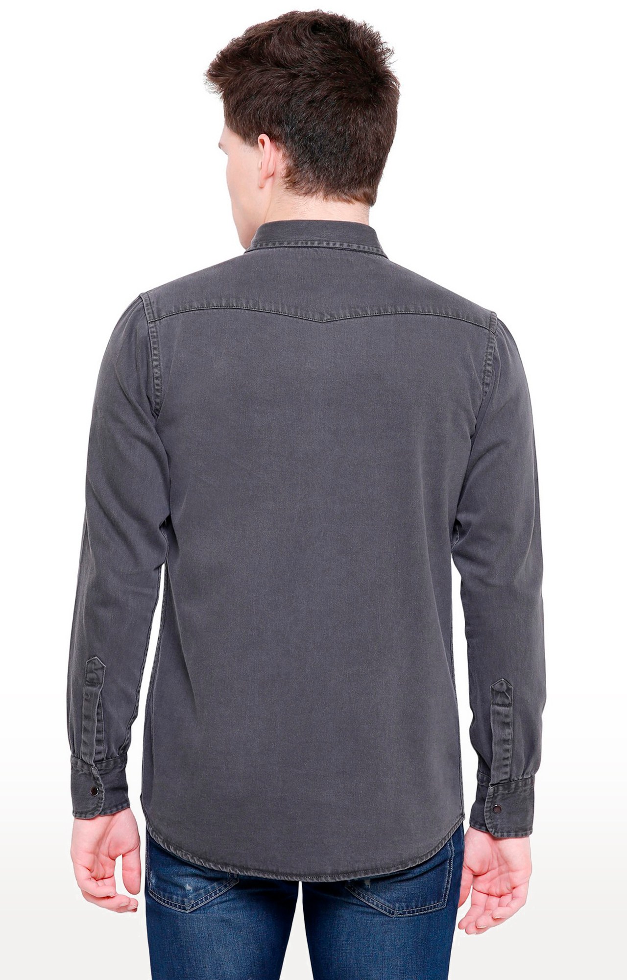 Southbay Men's Grey Casual Denim Shirt