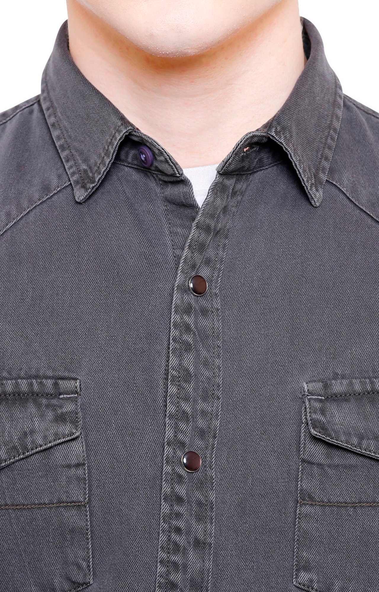 Southbay Men's Grey Casual Denim Shirt