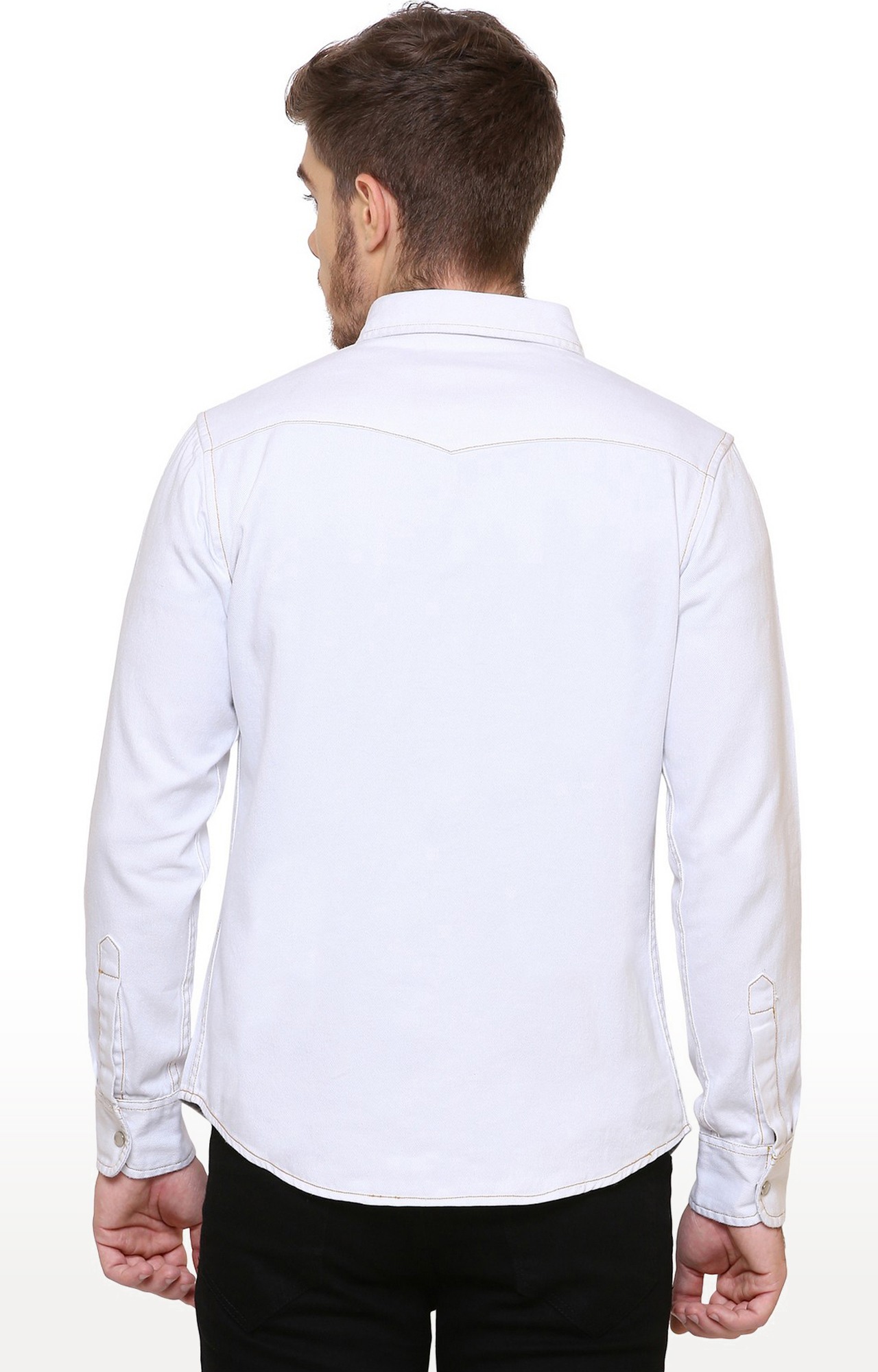 Southbay Men's White Casual Denim Shirt