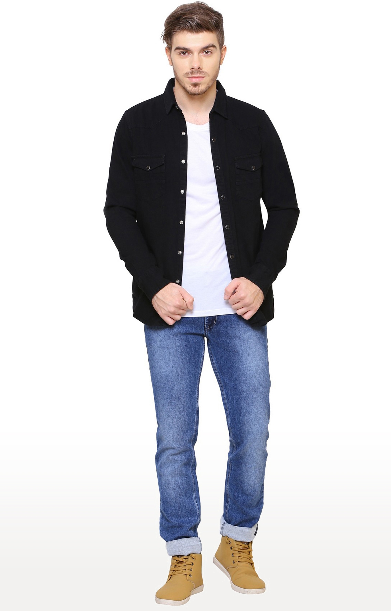 Buy Wrangler Black Regular Fit Denim Shirt for Men's Online @ Tata CLiQ