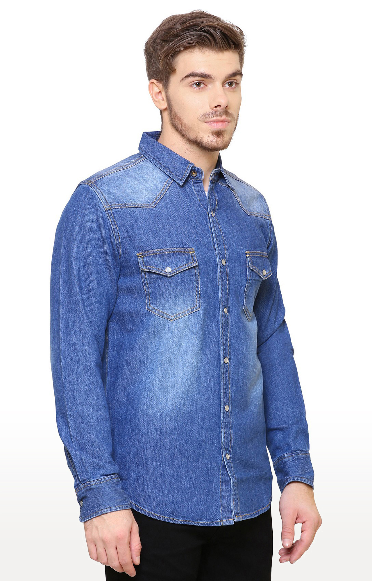 Southbay Men's Medium Blue Casual Denim Shirt