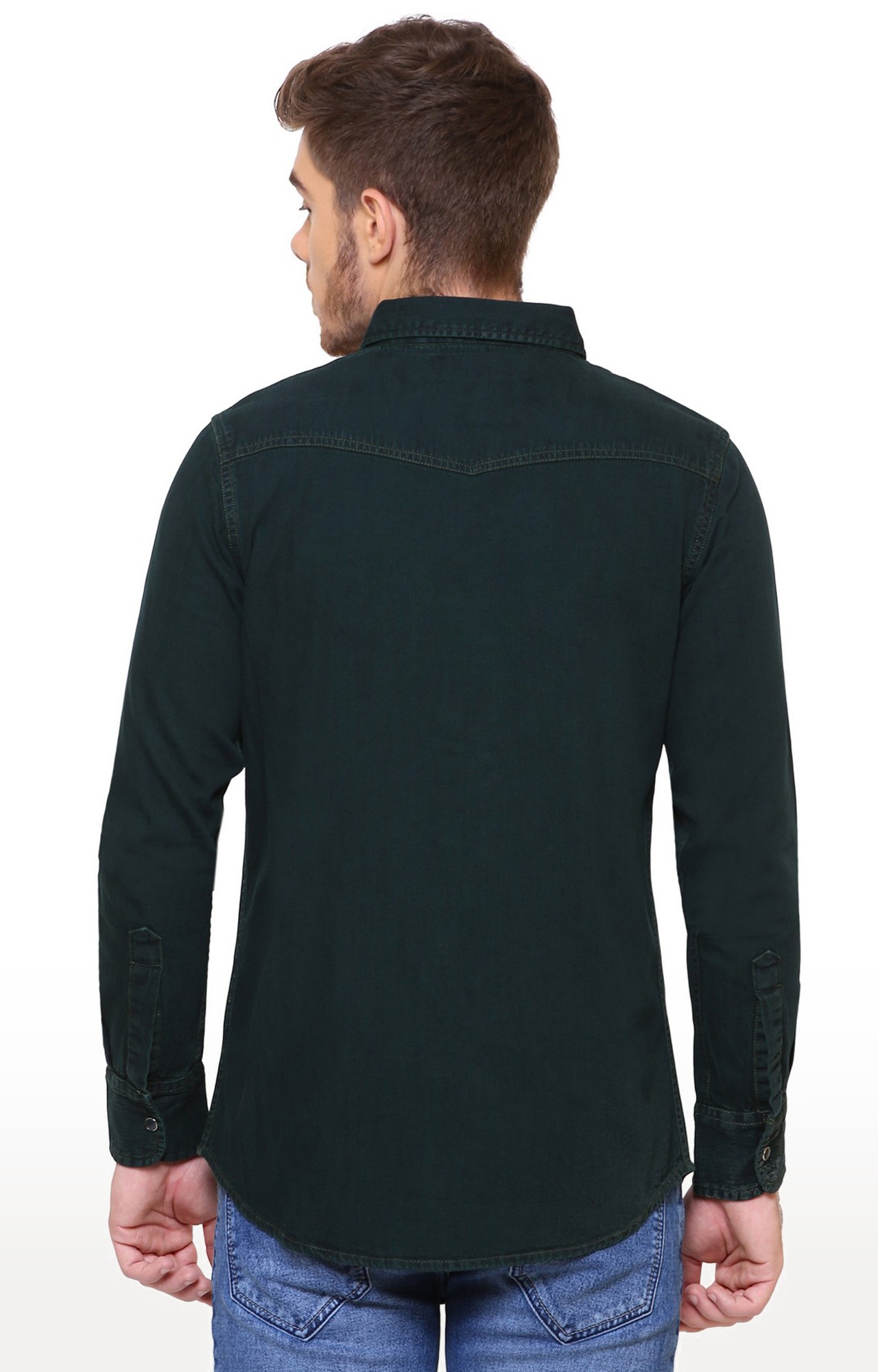 Southbay Men's Green Casual Denim Shirt