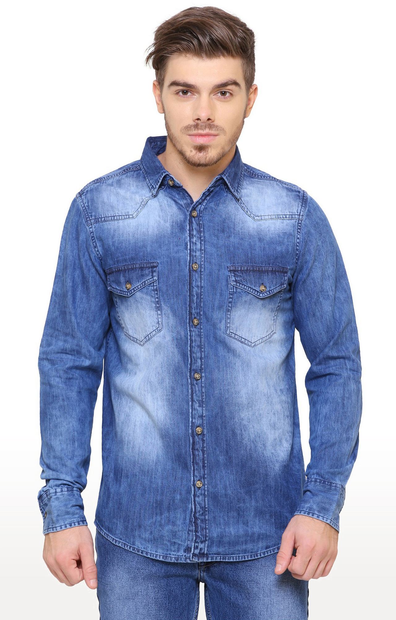 Southbay Men's Medium Blue Casual Denim Shirt