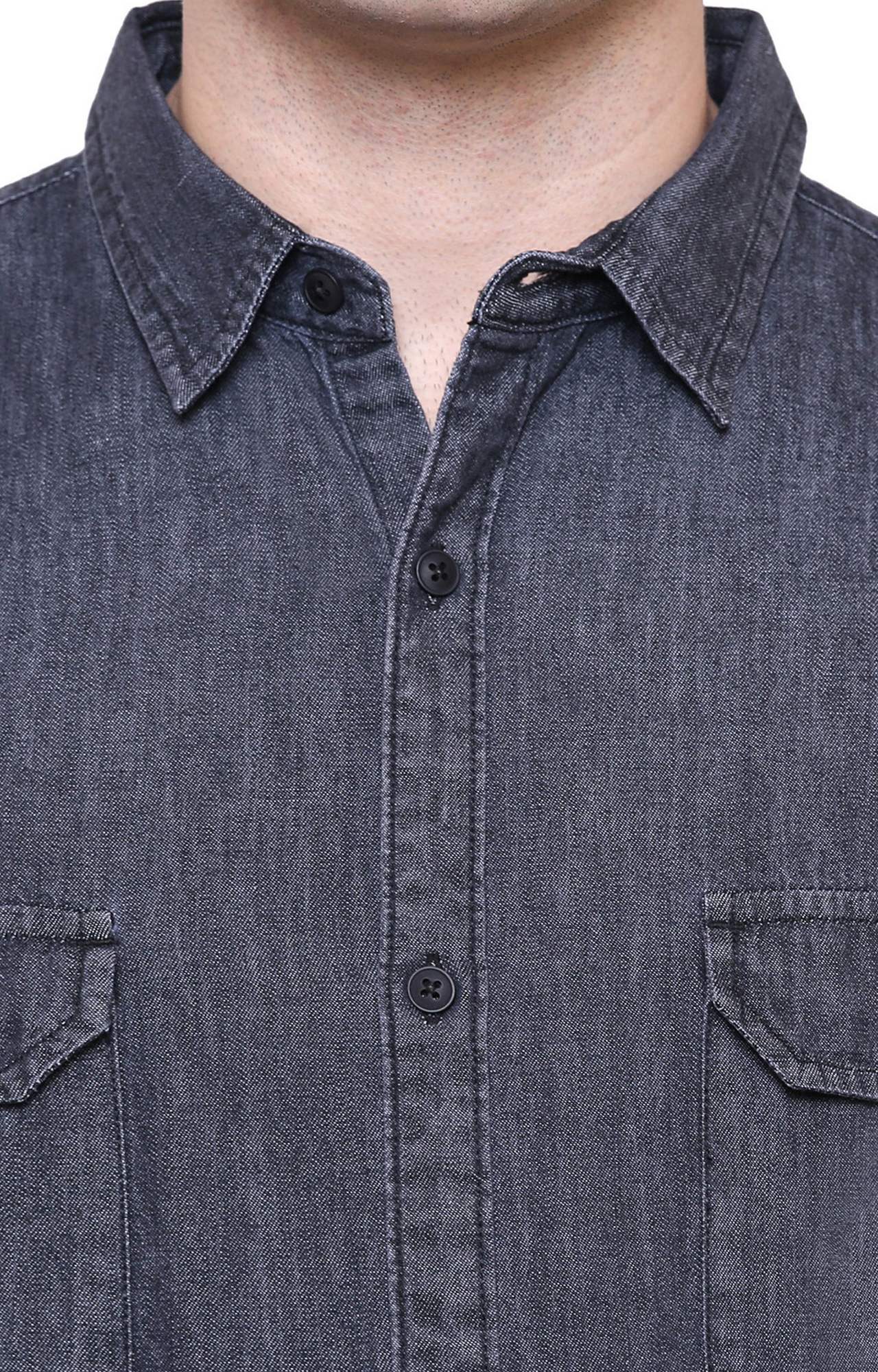 Southbay Men's Charcoal Black Casual Denim Shirt
