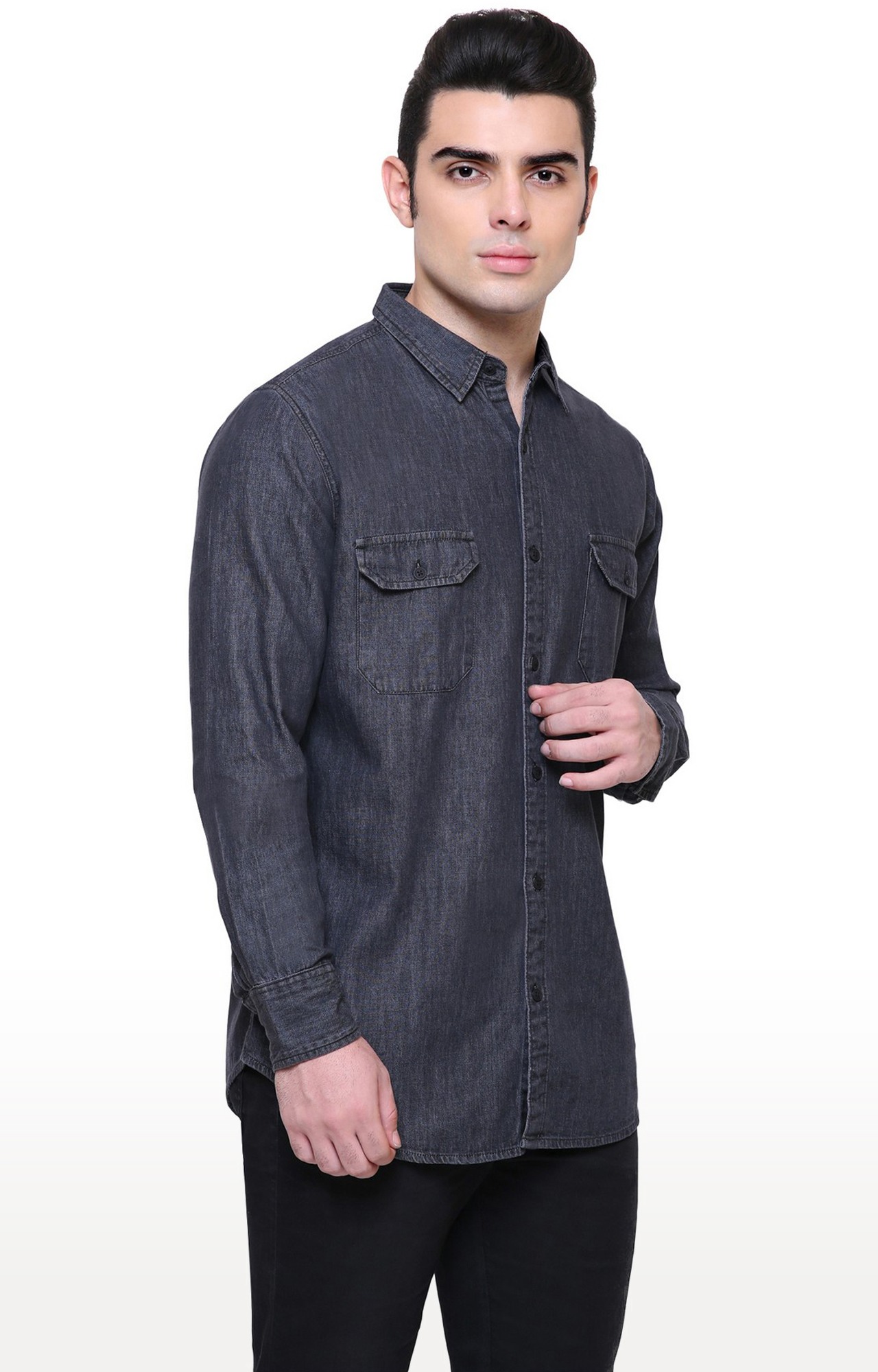 Southbay Men's Charcoal Black Casual Denim Shirt