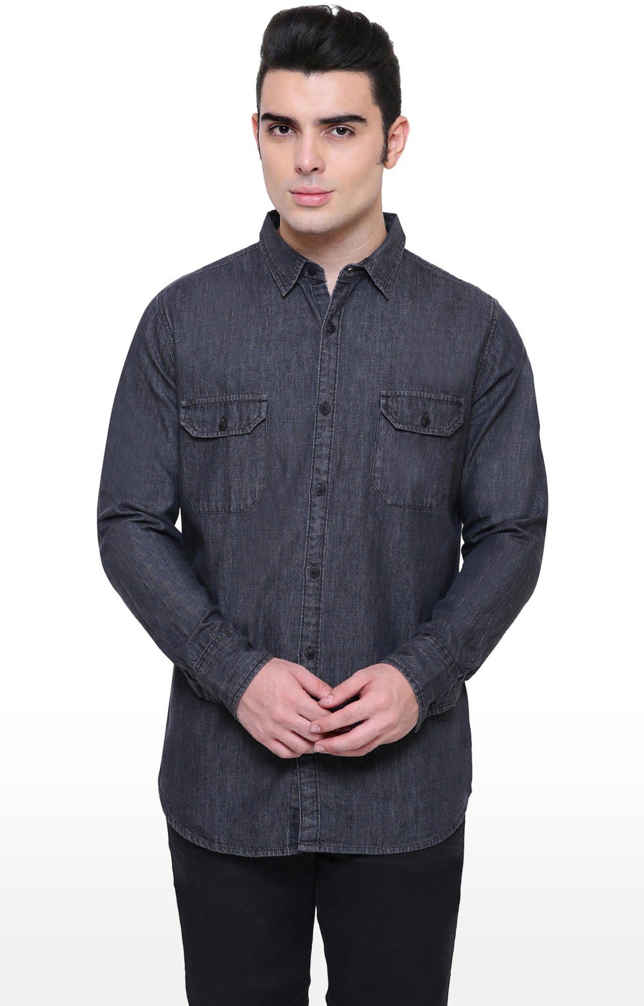 Southbay Men's Charcoal Black Casual Denim Shirt