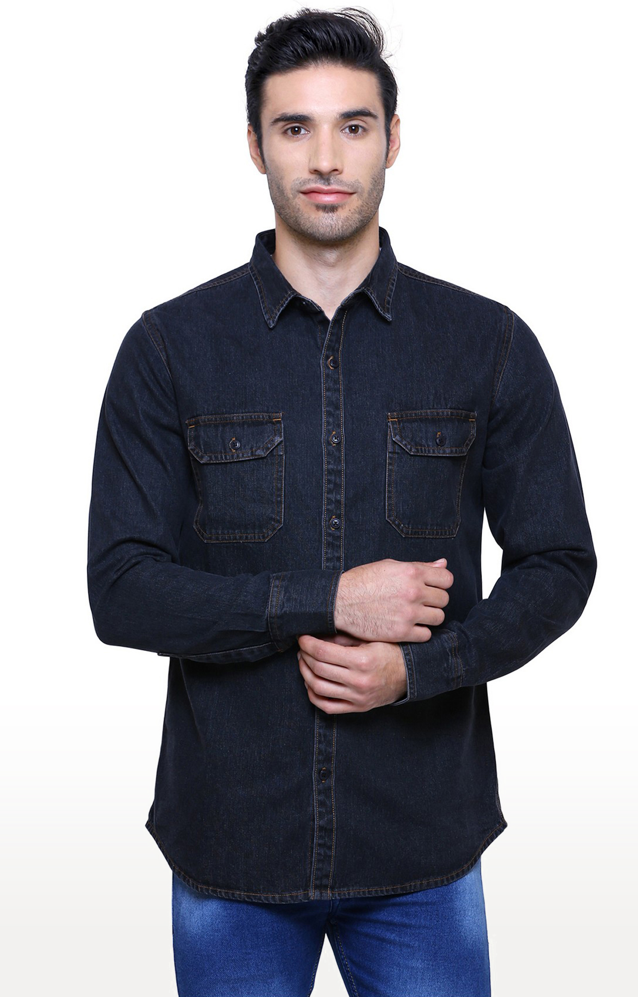 Southbay Men's Carbon Black Casual Denim Shirt