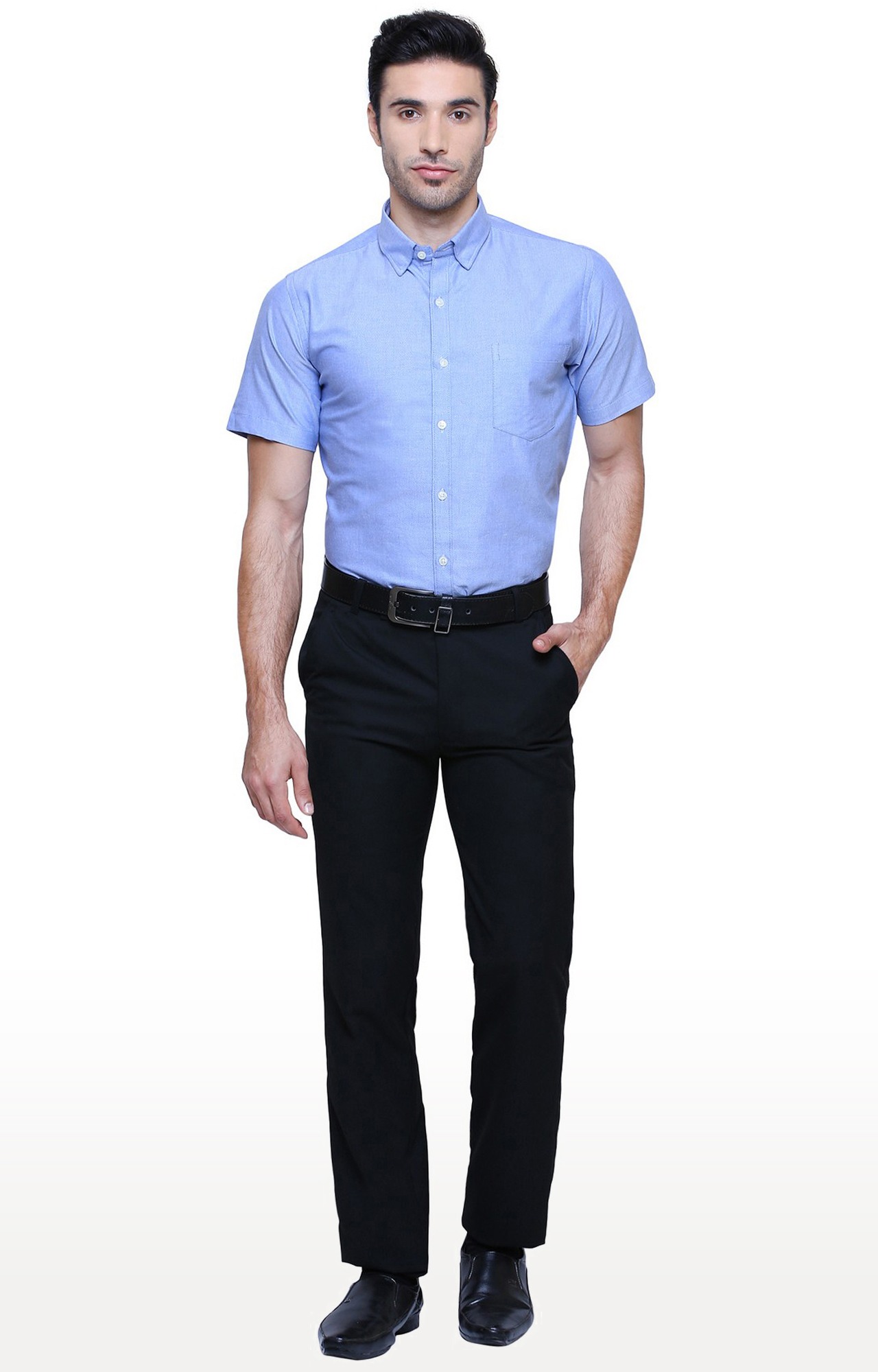 Southbay Men's Blue Half Sleeve Linen Cotton Formal Shirt