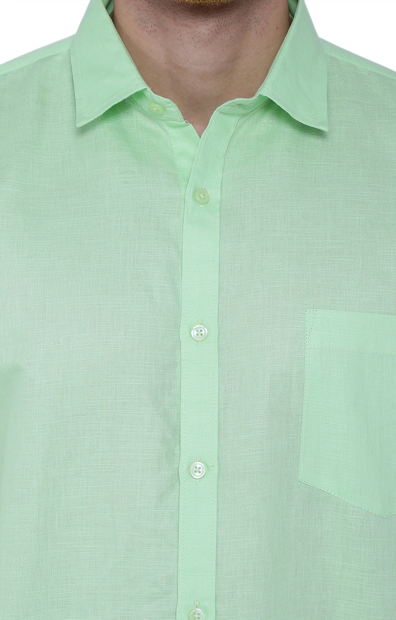 Southbay Men's Pista Green Half Sleeve Linen Cotton Formal Shirt- SBCLHS243A