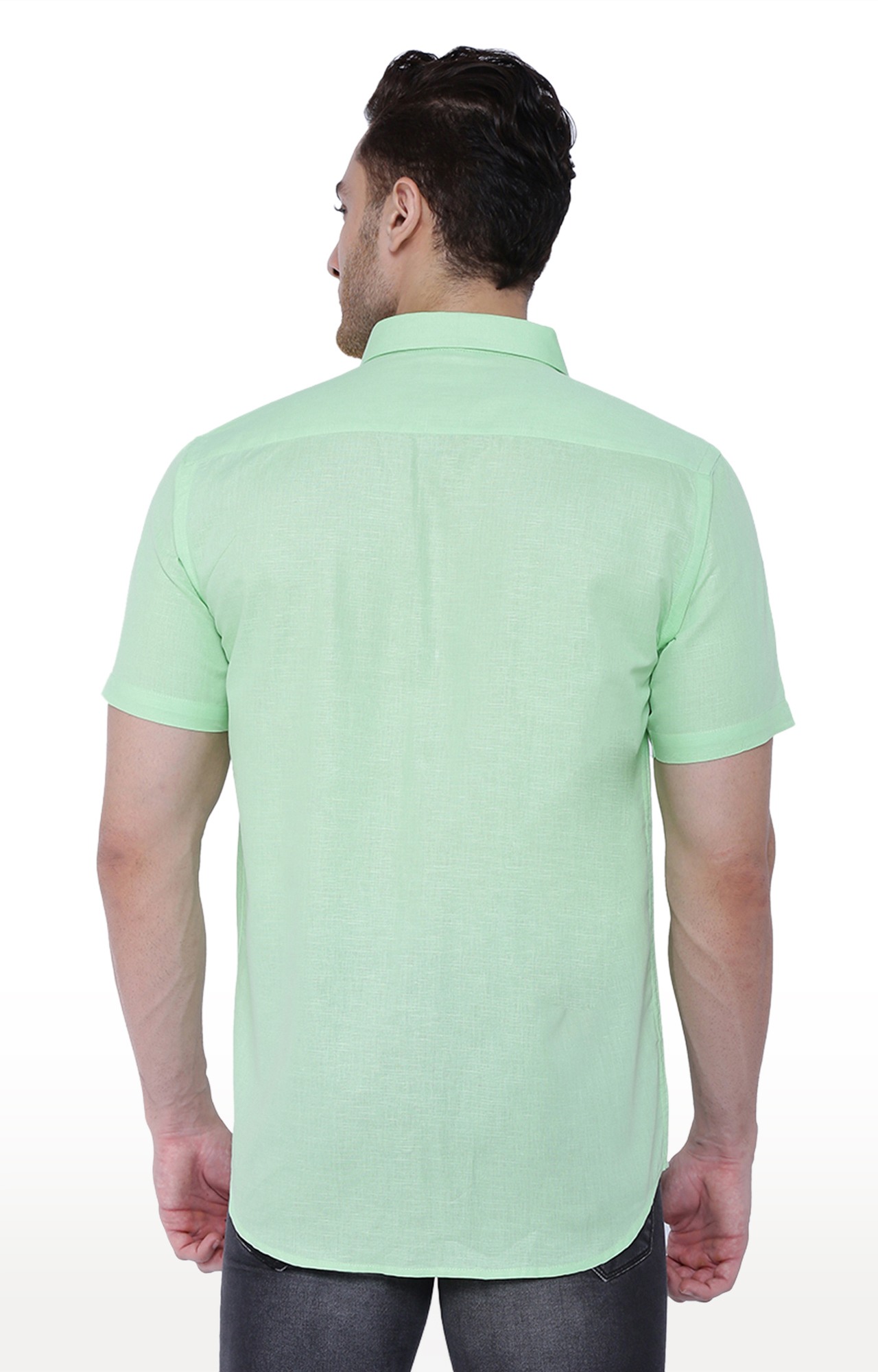 Southbay Men's Pista Green Half Sleeve Linen Cotton Formal Shirt- SBCLHS243A