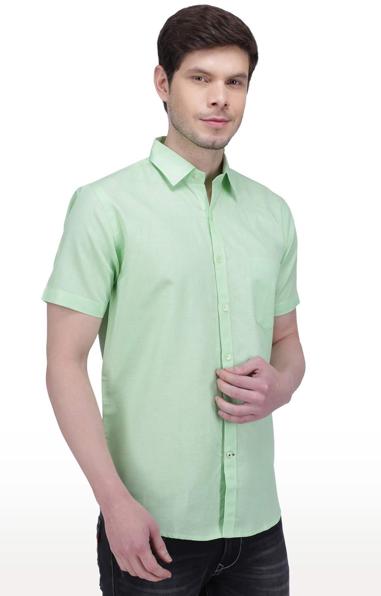 Southbay Men's Black Half Sleeve Linen Cotton Formal Shirt- SBCLHS243
